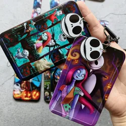 Nightmare Before Christmas Jack Sally Cartoon Movie Figure Card Holder Lanyard Student ID Credit Card Cover Keychain Accessories