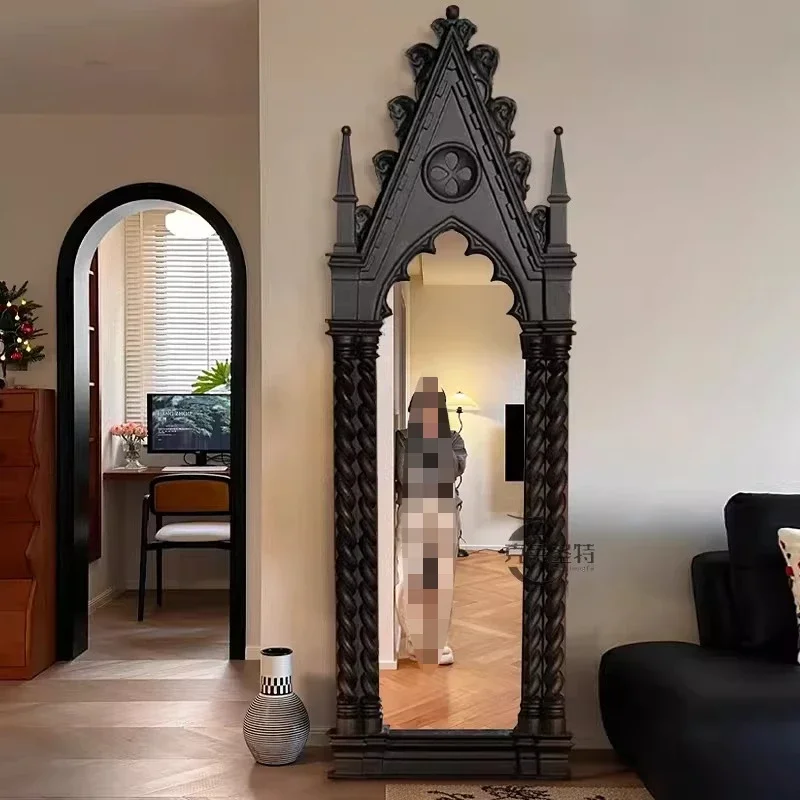Magic mirror, French retro floor mirror, artistic wall-mounted fitting mirror, American bedroom dressing mirror
