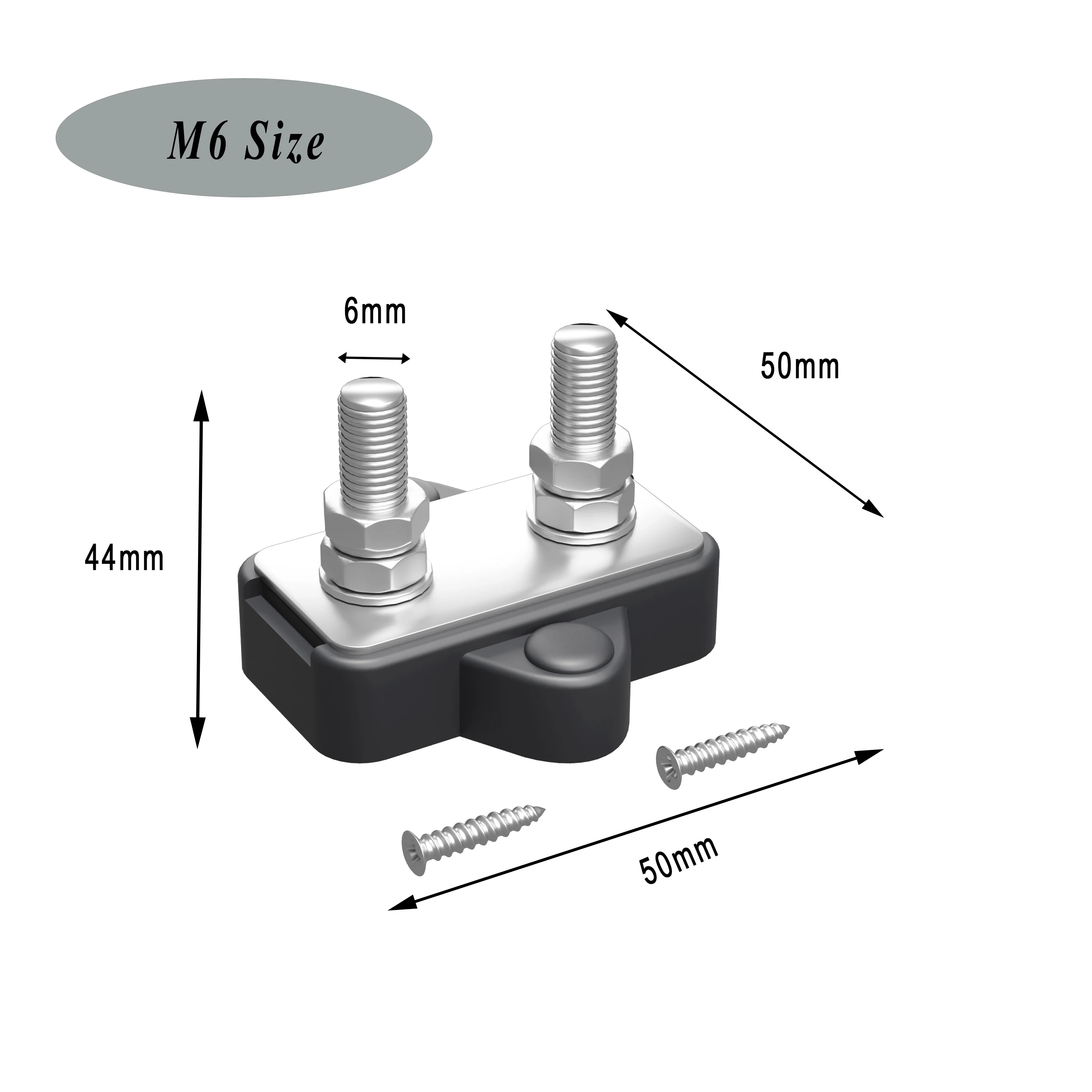 Busbar M6 M8 Post Terminal Studs Battery Junction Block Power Distribution 48VDC 300VAC for Car Boat RV ATV Caravan Solar Panel