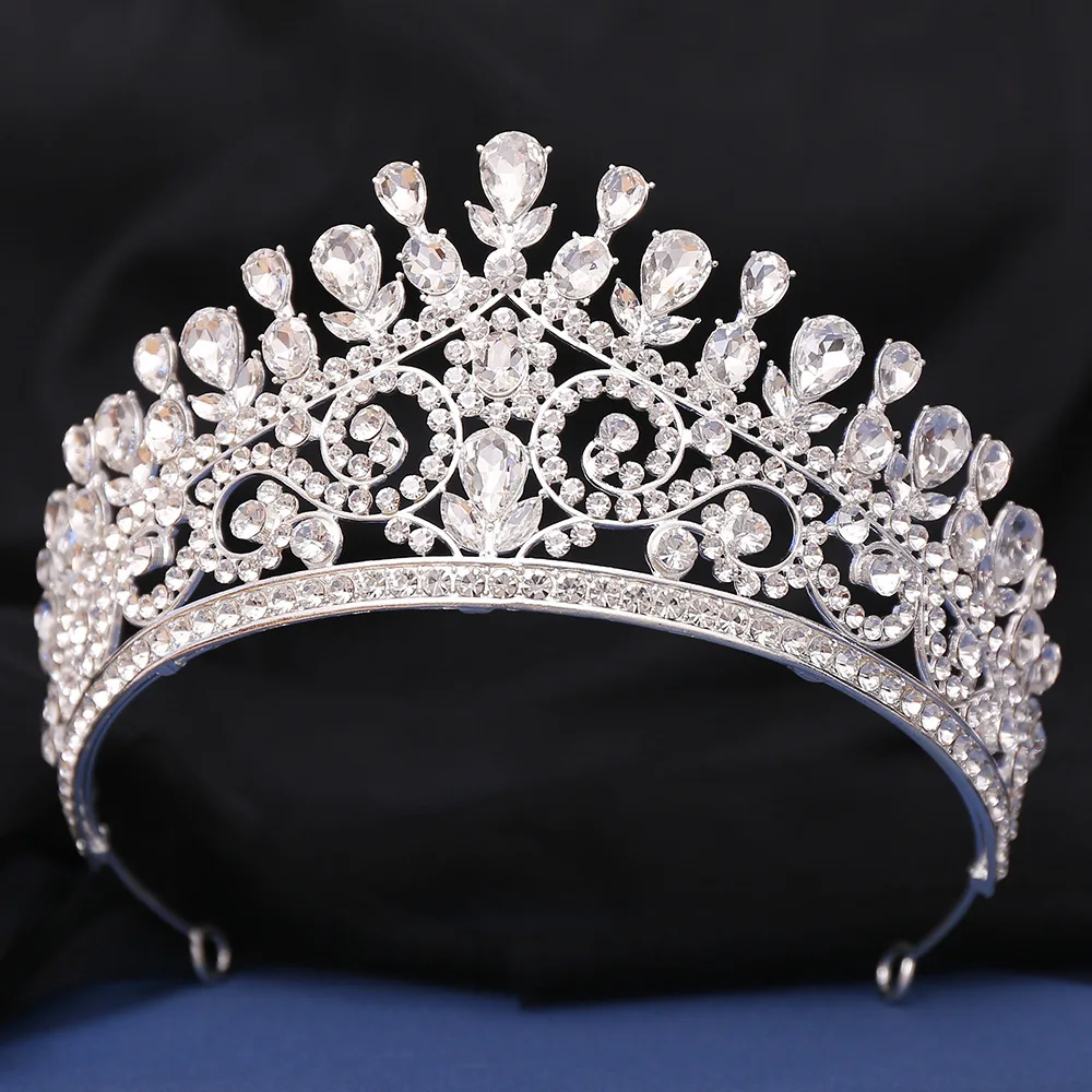 KMVEXO Baroque Large Crystal AB Royal Queen Crowns Diadem Big Headwear Bridal Wedding Tiaras Prom Party Hair Dress Jewelry Gift