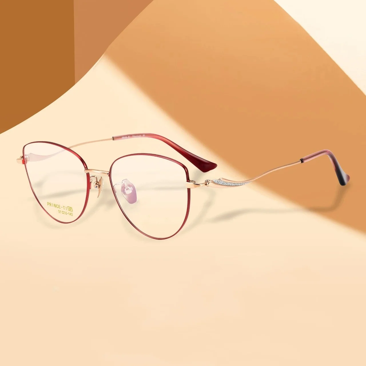 Pure Titanium Eyeglasses Frame Women High Grade Glasses Designed Cat Eye Eyeglasses Frame Super Light 143mm Long Temple