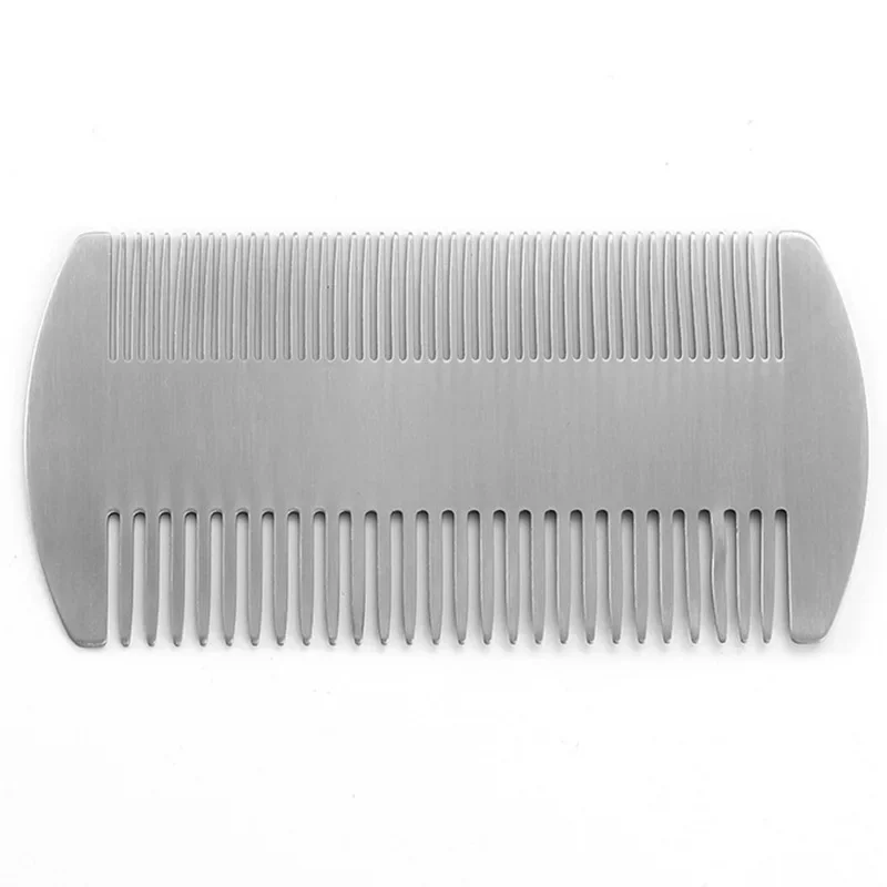 Peigne à barbe en métal pour hommes et femmes, outil de beauté, peigne à moustache avec dents fines et grossières, accessoires de coiffure en acier inoxydable