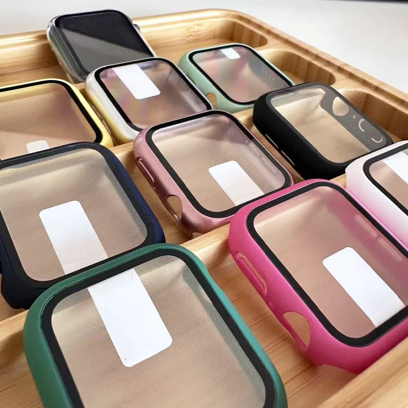 애플 워치 케이스 46mm 42mm 액세서리 범퍼 스크린 프로텍터 HD 강화유리 iwatch 시리즈 11 10 9 8 7 6 5 4 SE용 PC 커버