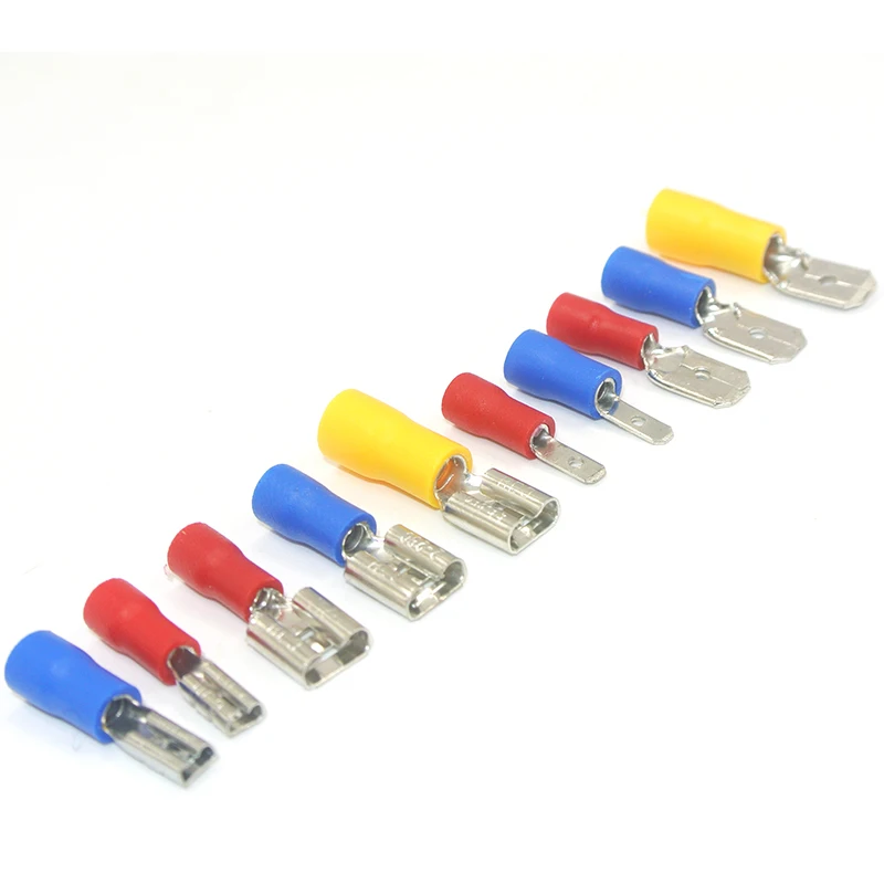 50PCS FDD MDD FDFD 6.3mm 4.8mm 2.8mm Terminal Female Male Spade Insulated Electrical Crimp Terminal Connectors Wiring Cable Plug