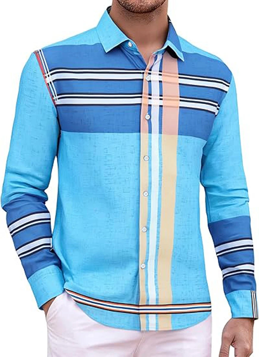 

Men's Luxury Casual Checkered 3D Printed Shirt for Family Party Long Sleeve Collar Buttoned Hawaiian Long Sleeve Clothing Men