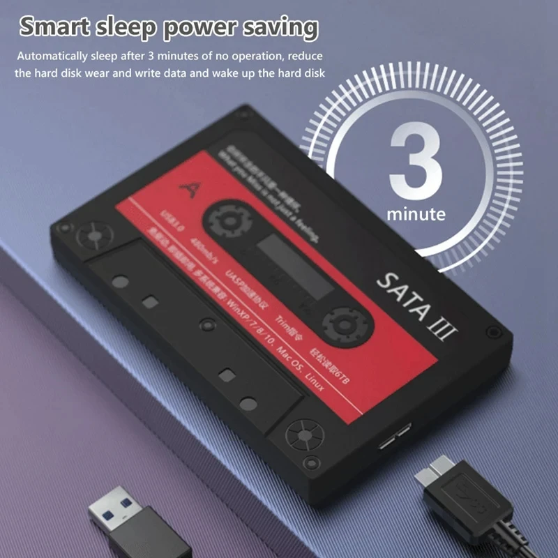 2.5'' HDD Enclosure SATA to USB3.0 External Hard Drive Case 5GbpsType-C HDD Case Hard Disk Box With DIY Sticker PC Accessories