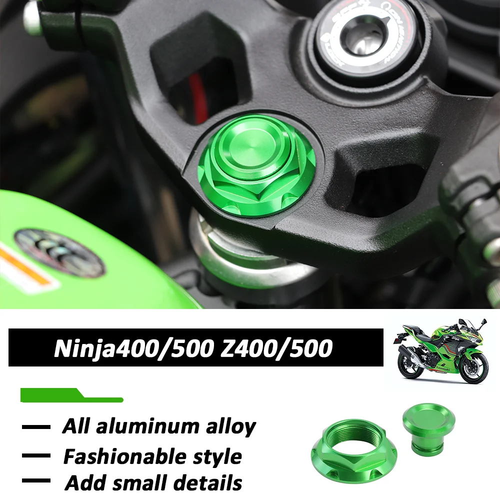 

For Kawasaki NINJA400 Ninja400 500 Z400 500 Motorcycle Accessories CNC Aluminum Front Fork Upper Top Triple Clamp Screw Cap Nut