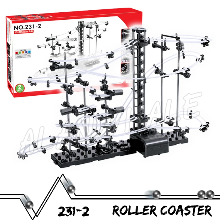 

1000cm Rail Level 2 Marble Run Race Roller Coaster Night Luminous Model Building Boys STEM Learning Sets Rolling ball Sculpture