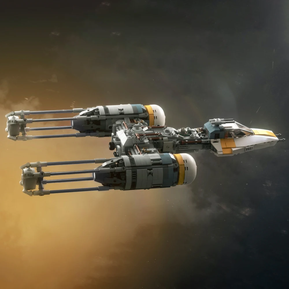 

Y-wing Starfighter MOC Building Blocks, Space Wars Rebel Bomber with Ion Engines, Classic Starfighter for Adult Fans