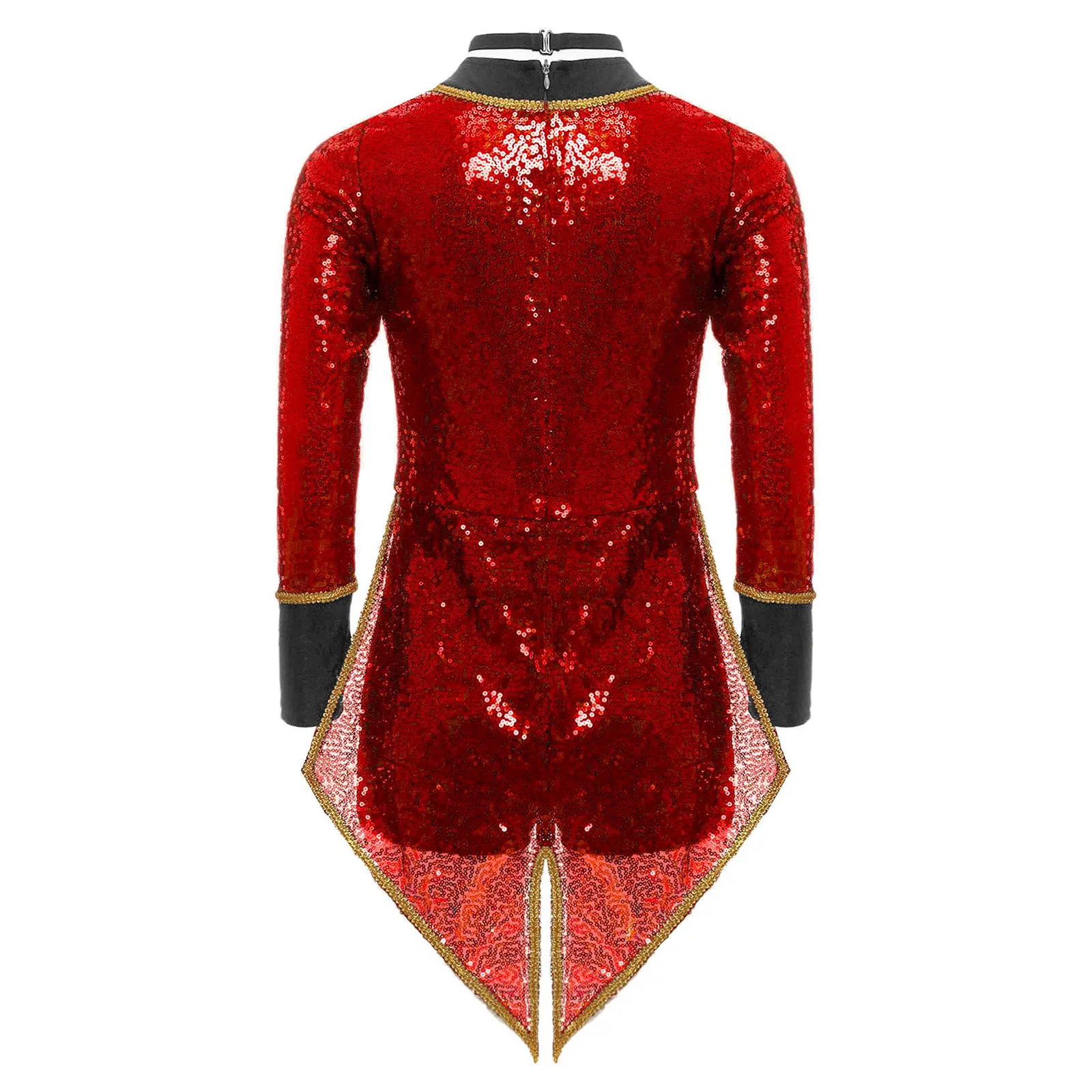 Children Circus Ringmaster Magician Cosplay Costume Sequins Long Sleeve Bow Tie Tailcoat Bodysuit for Halloween Carnival Party