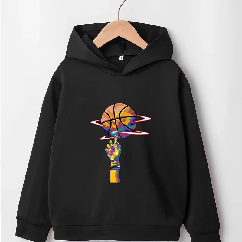 

New Basketball Print Hoodie Kids Boys Long Sleeve Hoodie Sweatshirts Casual Sports Tops Fashion Pullovers Children's Clothing