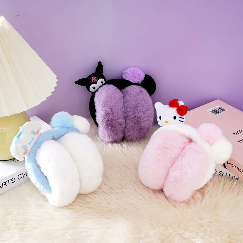 

Hellokitty Kuromi Plush Doll Earmuff Cinnamoroll Sanrio Winter Keep Warm Antifreeze Earmuff Ear Protection Accessory Warm Gift