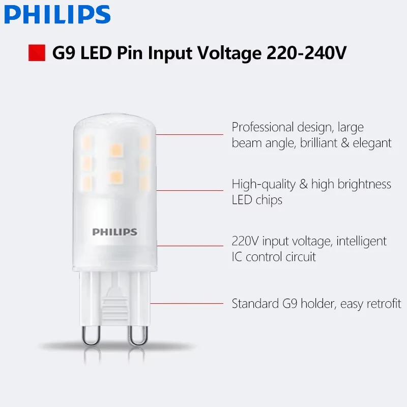 

Philips 4W(=40W) CorePro LEDcapsule G9 Warm White Light 2700K LED Pin Dim Lamp 220-240V Hotel Shop Desk Light Dimmable Bulb