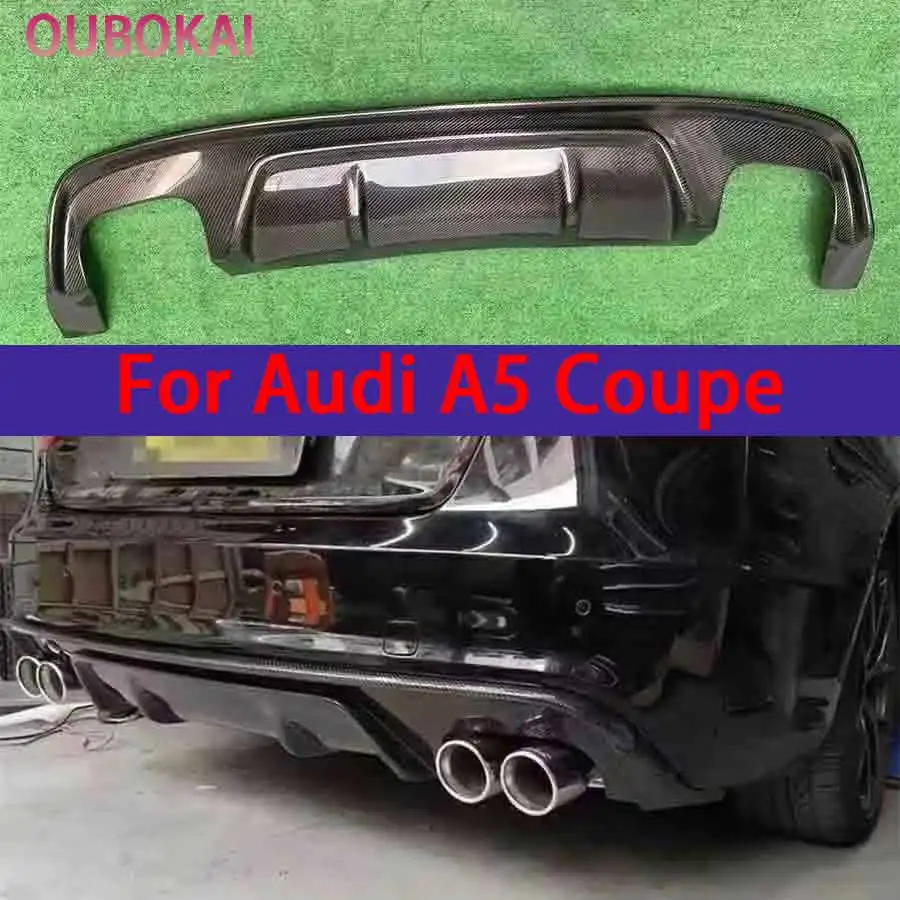 For Audi A5 Coupe 2009-2011 Regular Four-door Carbon Fiber Car Rear Bumper Diffuser Rear Splitters Spoiler Back lip body kit