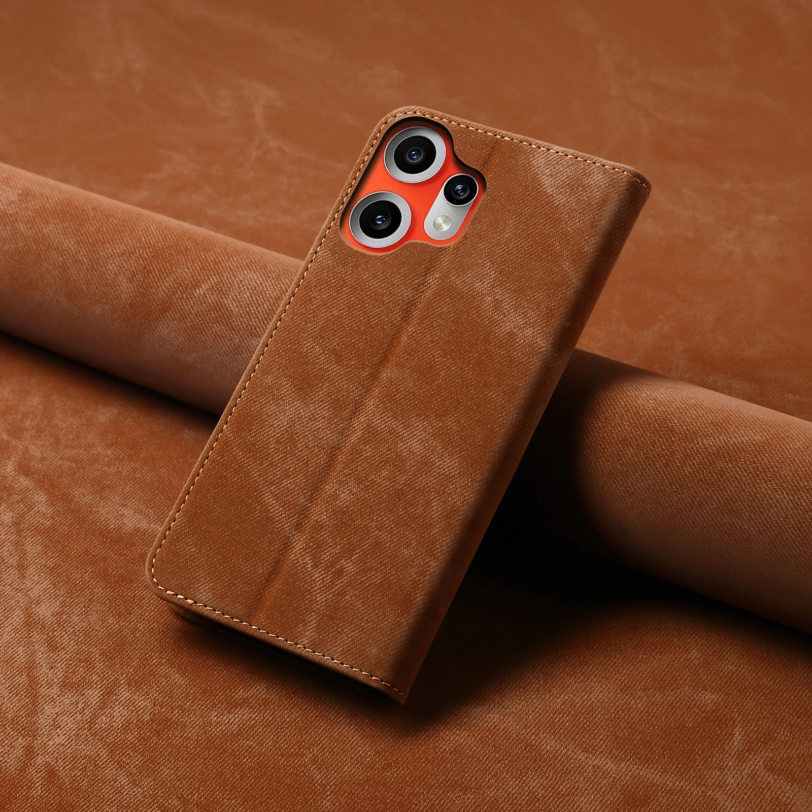 

Business Retro Folding Flip Leather Case For Nothing CMF Phone 2 Pro Card Slot Stand Magnetic Cover for 2PRO Denim Texture Bag