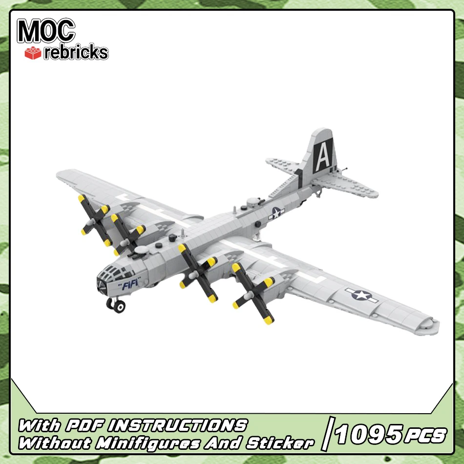 

Military Arms Series1:72 Scale B-29 Fighter MOC Building Block Aircraft DIY Model Collection Experts Bricks Toys Gifts 1095Parts