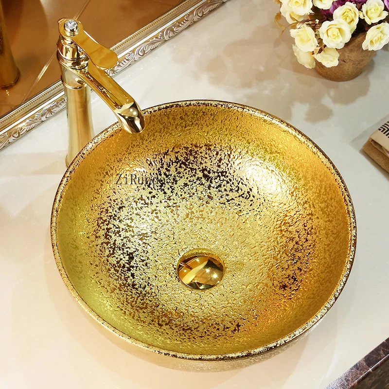 *Ceramic gold counter basin bathroom washbasin bathroom sink  basin