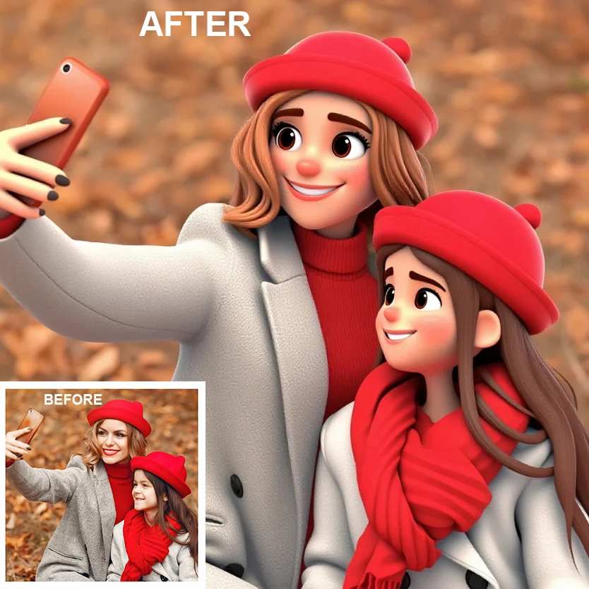 مخصص الكرتون نمط الكرتون صورة شخصية جدار الفن الأعمال الفنية الرقمية للأزواج العائلات والحيوانات الأليفة هدية فريدة من نوعها قماش المشارك