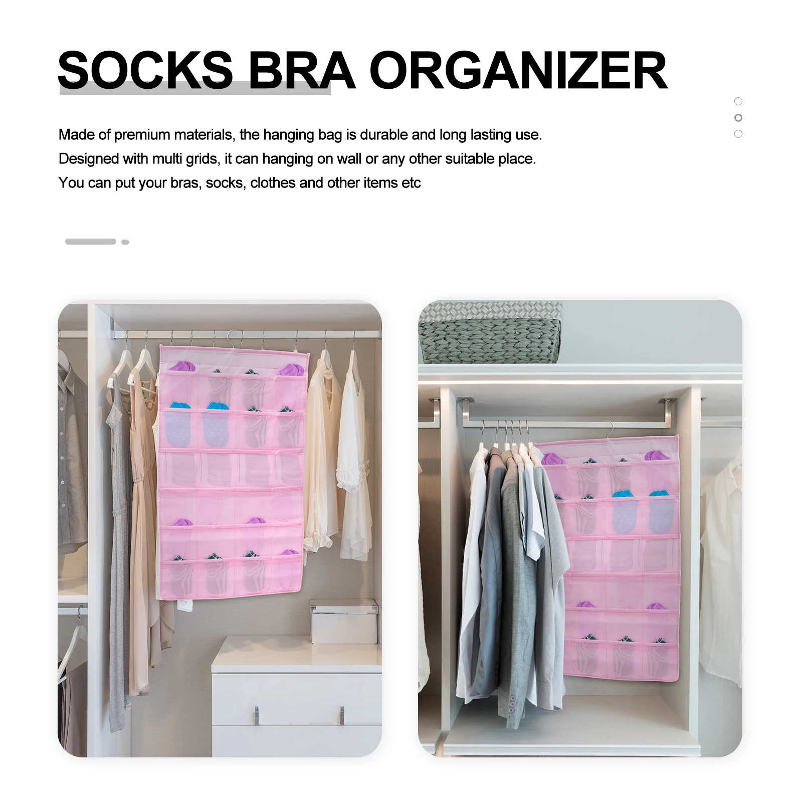 

12 Grids Oxford Fabric Mesh Hanging Storage Bag Foldable Underwear Bra Socks ganizer Double Sided Pouch for Wardrobe Bedroom