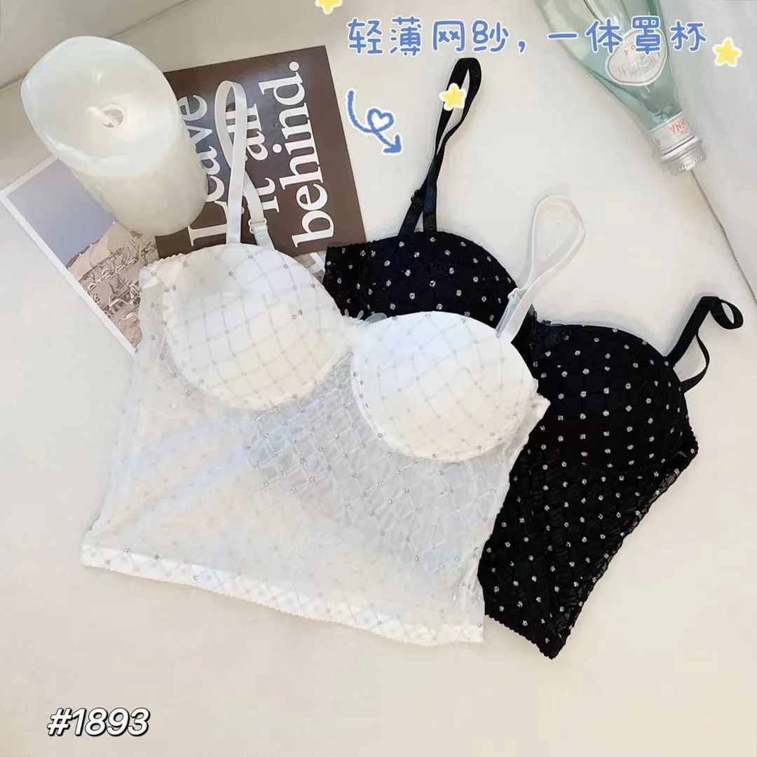 Beautiful Back Underwear Women's Camisole with Bra Pad Integrated Fixed Cup Thin Summer Bandeau Can Be Worn with A White Bra