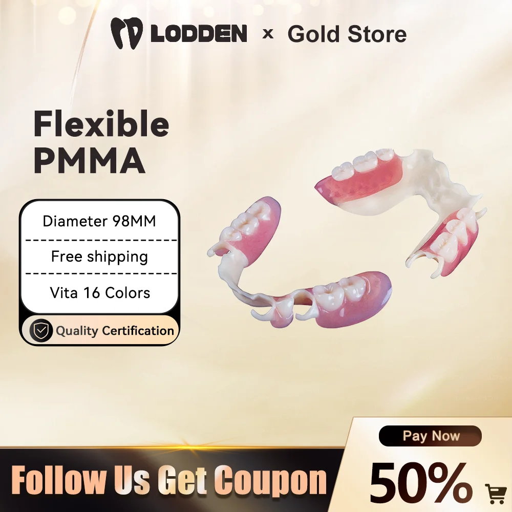 LODDEN Flexible PMMA Block Dental Lab Resin Materials High-Quality for CAD/CAM 98mm System Transparent Elastic Dentist Materials