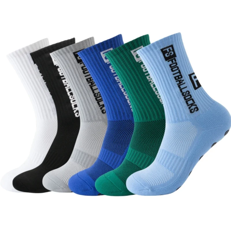 

6Pairs/Lot FS Football Socks New Style Round Silicone Suction Cup Grip Anti Slip Soccer Socks Sports Men Baseball Rugby Socks