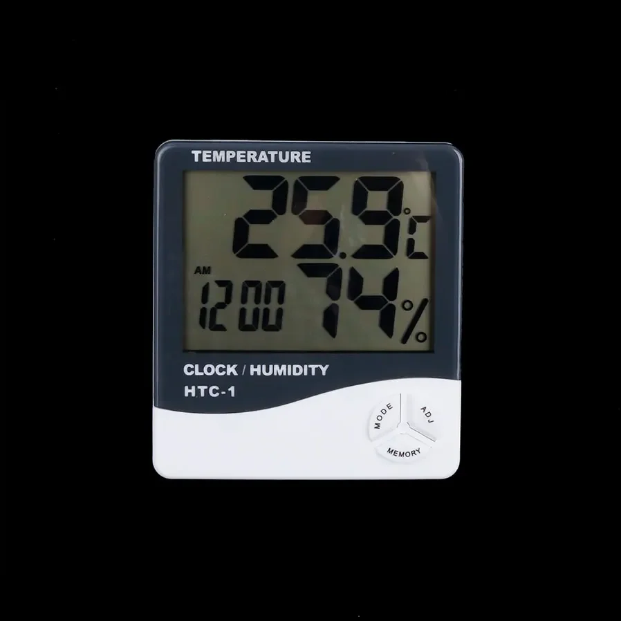 Digital Room LCD Thermometer Electronic Temperature Humidity Meter Hygrometer Weather Station Indoor Alarm Clock HTC-1