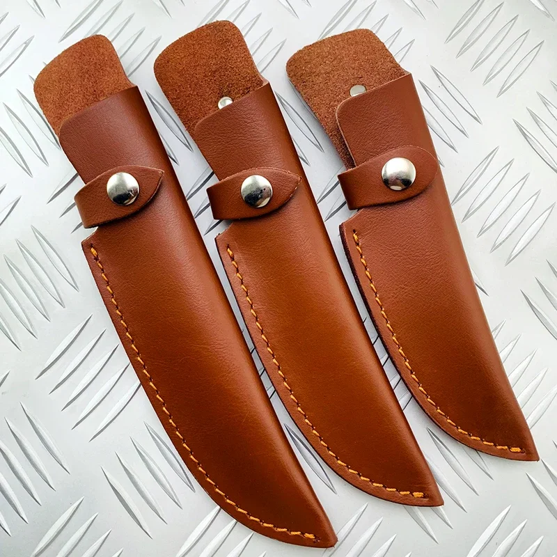 Outdoor Small Straight Knife Set Belt Loop Hunt Multi Holster Carry Sheath Leather Scabbard Cowhide Knife Sheath