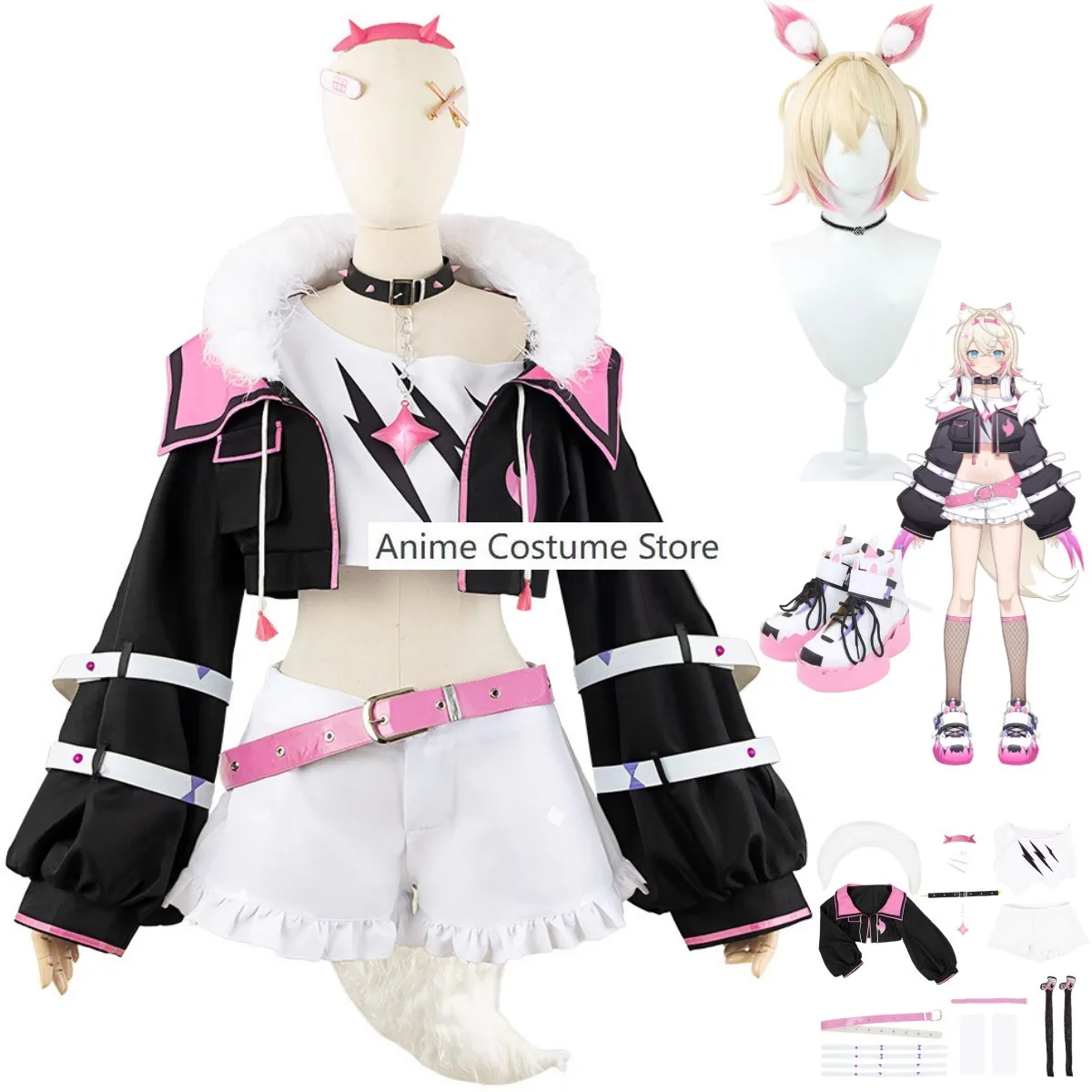 Nijisanji Vtuber mocò Abyssgard Costume Cosplay Moco-Chan holovive inglese En Fuwawa uniforme parrucca scarpe donna Sexy abito Kawaii