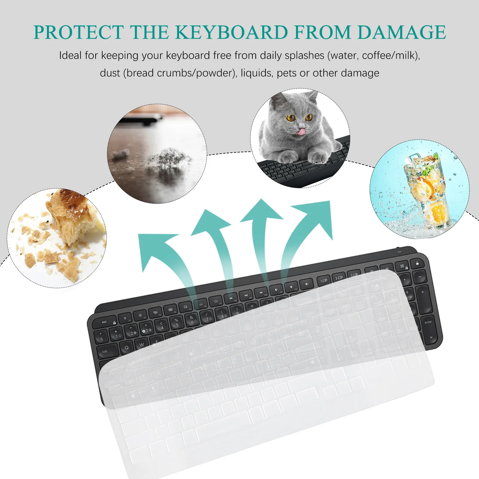 

Keyboard Skin Protector for Mk330 Computer Silicone Cover Reusable Washable Anti-Wear Noise Reduction Smooth Surface