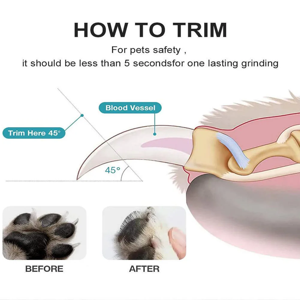 Alat pangkas kuku hewan peliharaan nirkabel, gunting kuku anjing tanpa kabel portabel untuk anak anjing