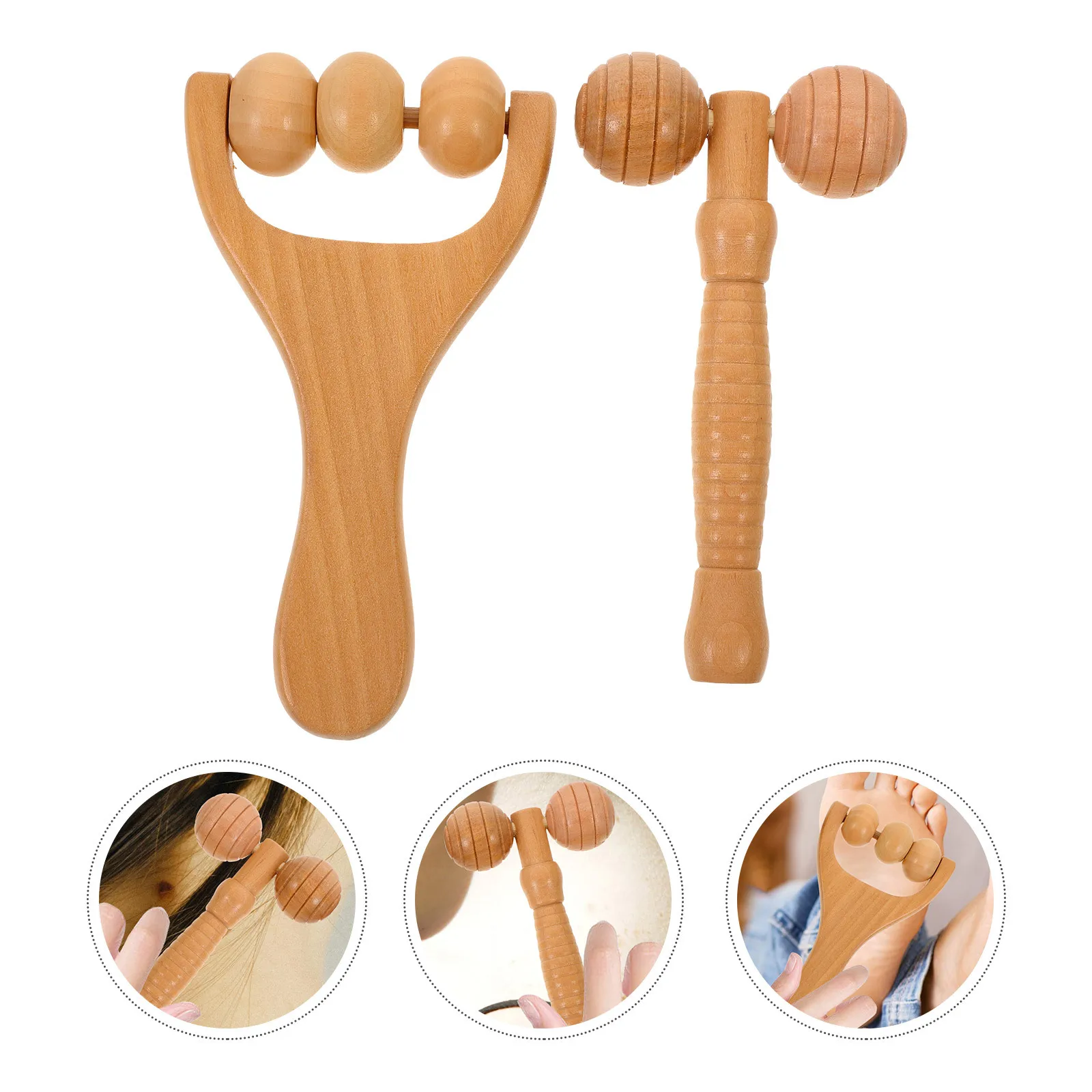 

2Pcs Wooden Massage Roller Handheld Wood Massager for Foot Back Neck Shoulder Relaxing Therapy Tool Wood Massager