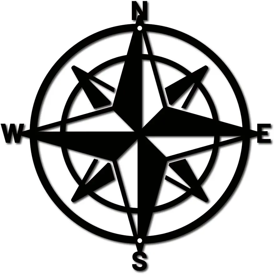 

1PC Nautical Compass Wall Decor Metal Wall Art Decor Wall Hanging Ornament Iron Sculpture Sign for Indoor Outdoor Home