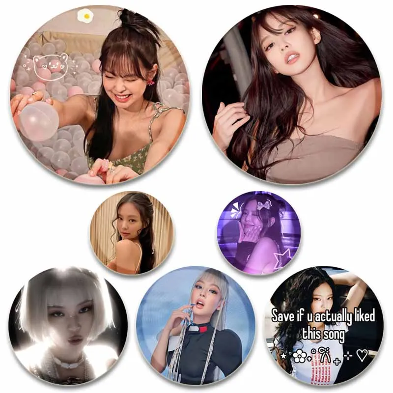 

Броши из жести с изображением K-POP певицы Дженни Ким, значки для сумок, одежды, головных уборов, аксессуары, эмалевые пины для фанатов поп-групп, коллекционные подарки