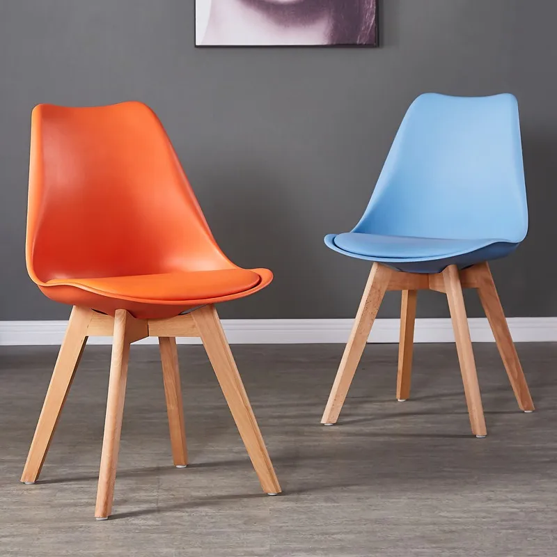 JOYLOVE Nordic เก้าอี้ Office Home พนักพิงสีพลาสติกไม้เก้าอี้รับประทานอาหารนมชา Shop เก้าอี้โต๊ะรับประทานอาหารผสม