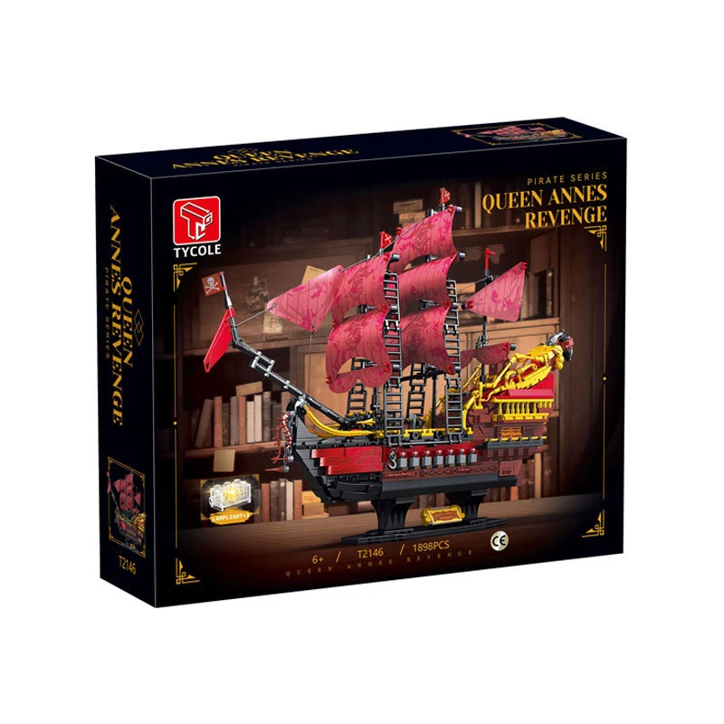 

IN STOCK T2146 MOC Revenge Pirate Ship Building Blocks Bricks Assembling Model Toys for Children Christmas Gift Set