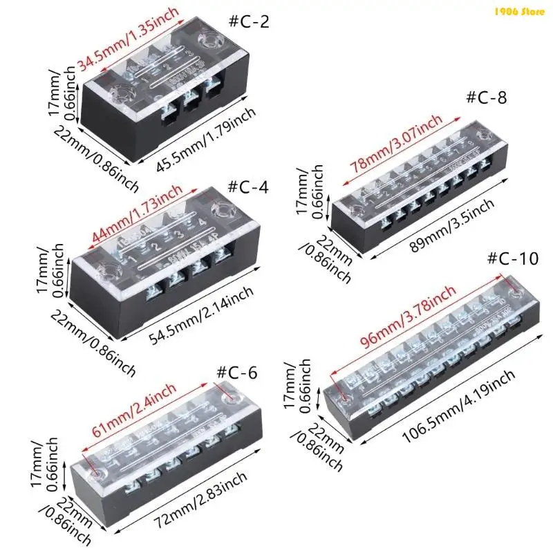 U1JB 600Vケーブルバリアブロック3/4/5/6/8位置固定配線ボードワイヤーコネクタ端子ストリップネジ端子ブロック
