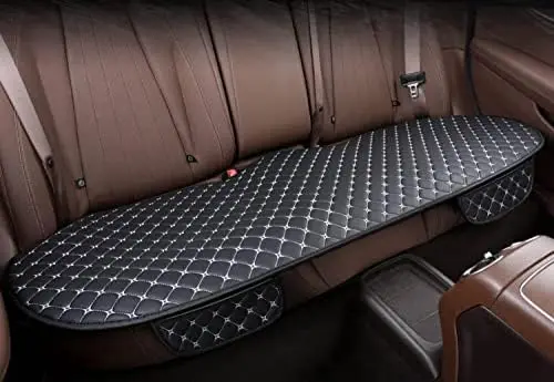 

YUNZLAN Leather Car Seat Cover - Non-Slip Rear Protector Pad, Black & White