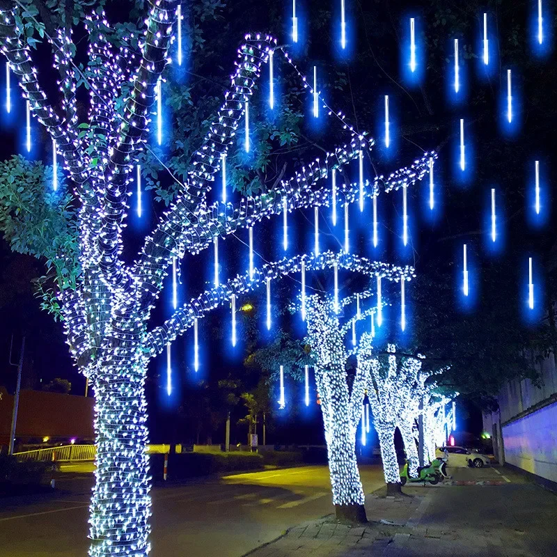 

Outdoor Meteorenregen Regen 8 Buizen 30Cm 50Cm Led String Lights Waterdicht Voor Kerst Nieuwe Jaar wedding Party Decoratie