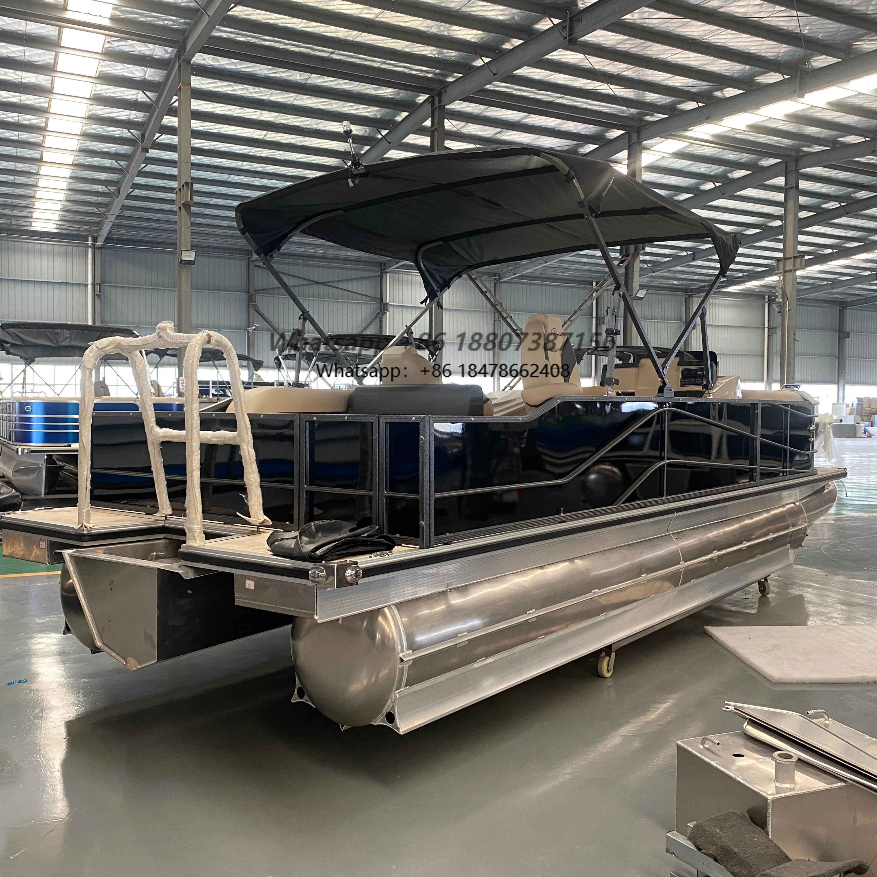 New Design 25ft 7.5m Pontoon Boat Home Floating Aluminum Pontoon Boat Outboard Motor