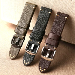 High-end Genuine Leather Strap, Italian MBOX Head Cowhide, 20MM 22MM 24MM Vintage Brown Green Black Soft Bracelet Men Watchband