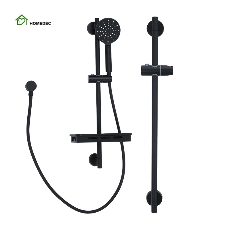

Vacuum Suction Cup Black Shower Slide Bar Sliding Rail Set For Bathroom