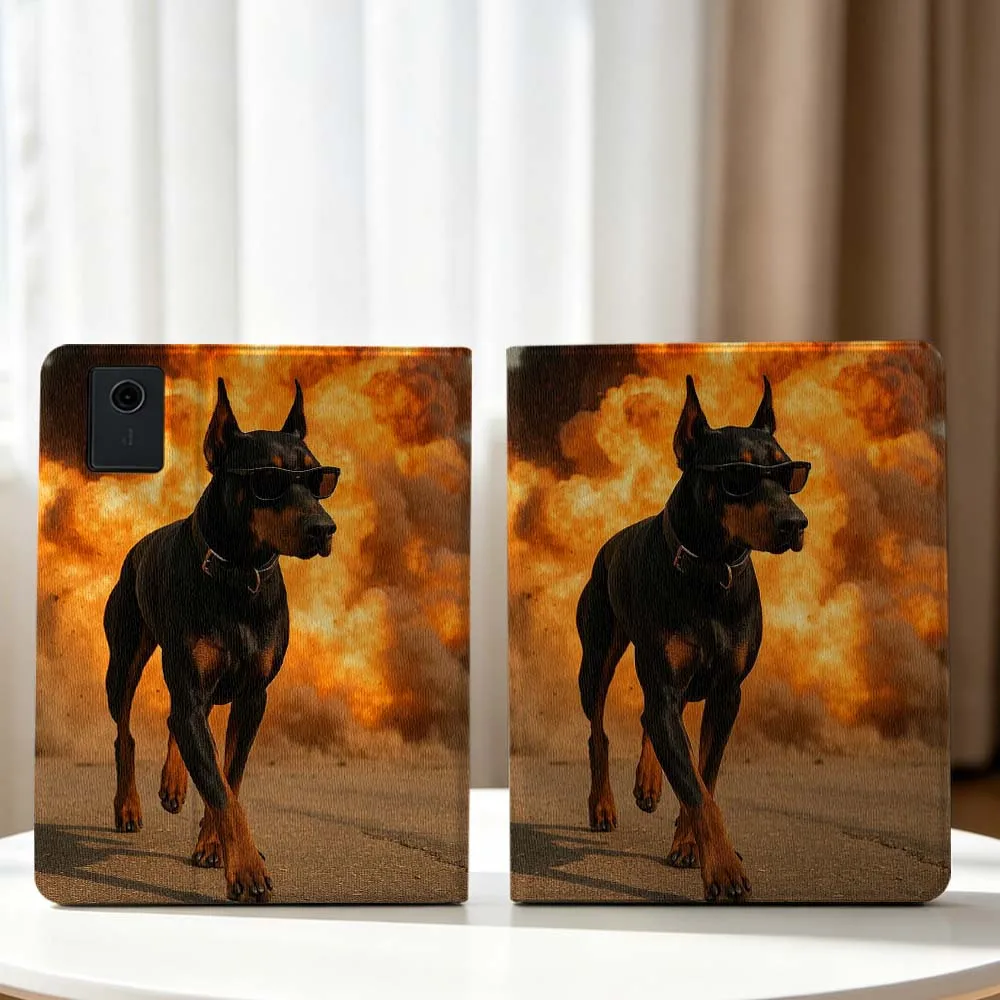 Cool Black Doberman Pattern For Lenovo Xiaoxin Pad Pro Tab P12 P11 11 13 11.2 inch K11 Plus Pen Tray Tablet Case Soft