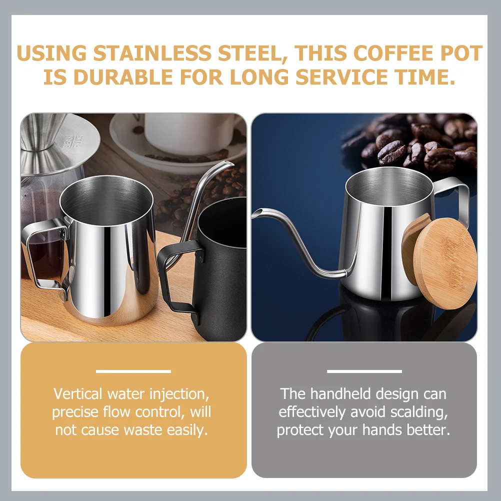 غلاية قهوة بالتنقيط اليدوية من الفولاذ المقاوم للصدأ وعاء صنبور ضيق 250 مللي مقبض مريح سلس للتحكم في تدفق المياه صب الشاي #3