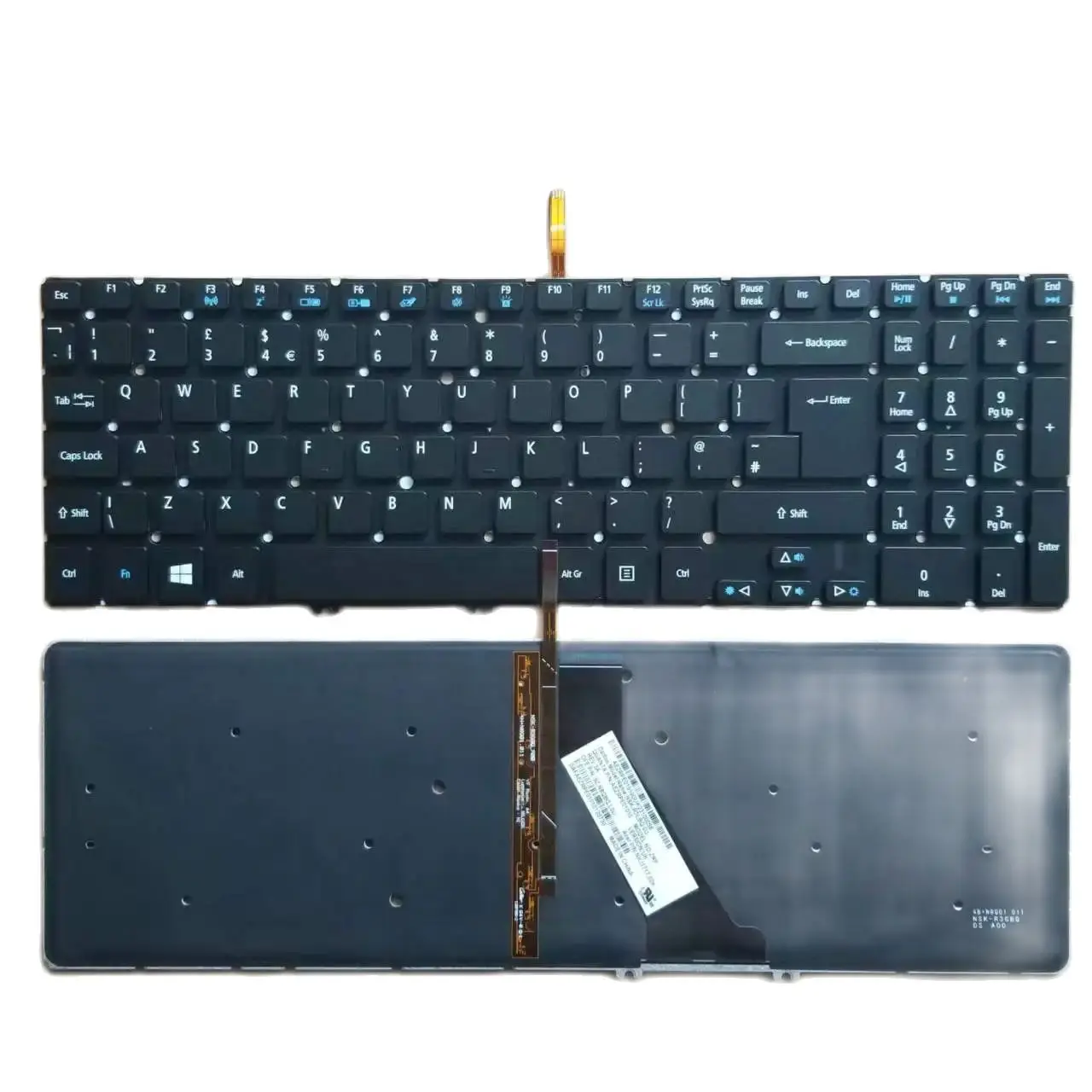 

New For Acer Aspire V5-531 V5-531G V5-571 V5-571G V5-571P V5-573G V5-573P UK Laptop Keyboard Black With Backlit No Frame