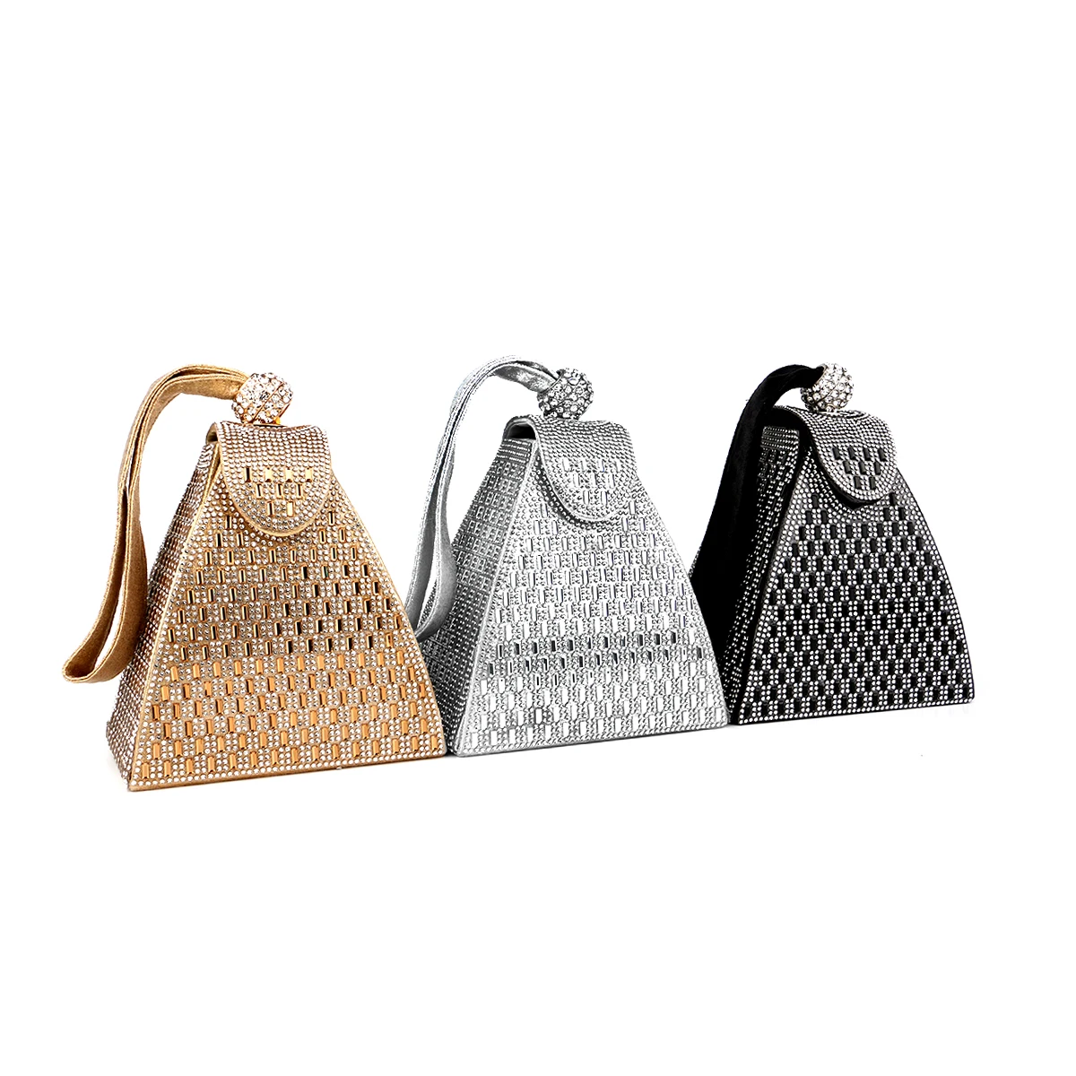 Fashion Lady Evening Bags Acrylic Day Clutch Triangle Design Diamonds Party Shoulder Handbags Banquet Purse