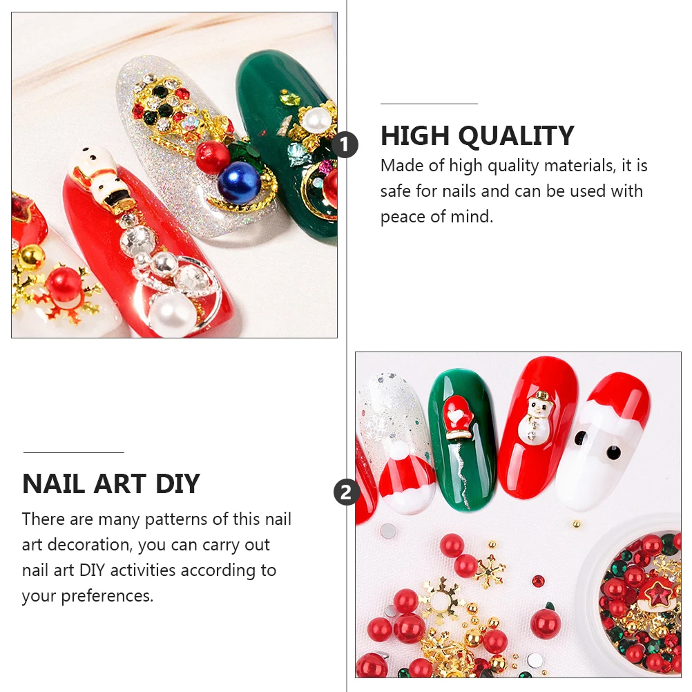 

Christmas Nail Art Decoration 3 Boxes Alloy Plastic Nails Glitter Patch Stickers Rhinestones DIY Manicure Supplies Home Shop