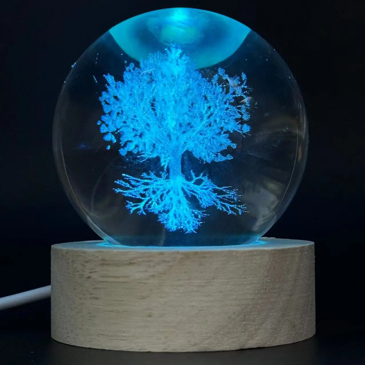 1pc,3D laser engraving tree of life night light, with colored light wood lamp holder, home decoration decoration, suitable for h