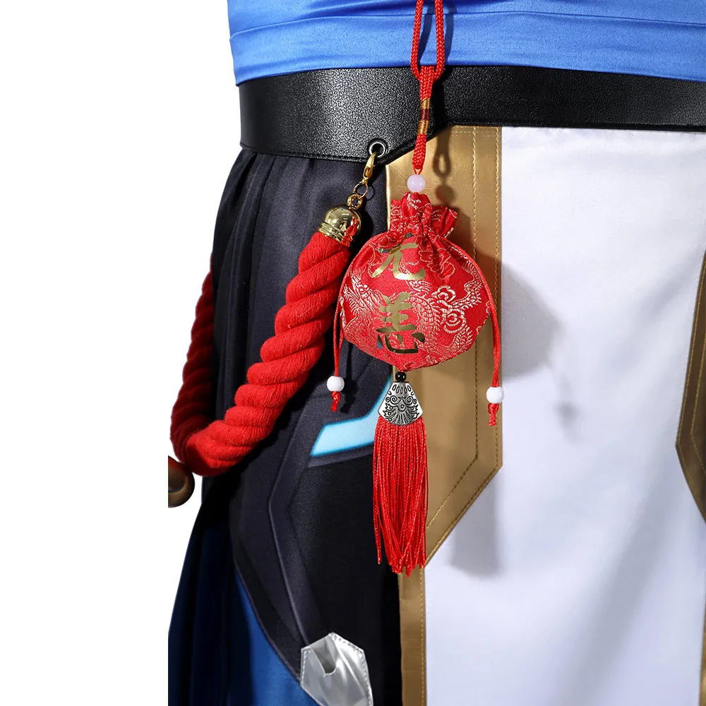 لعبة OW Wuyang Ye التأثيرية لباس أبيض علوي أزرق إكسسوارات السراويل مجموعة ملابس موحدة للهالوين ملابس رجالية لحفلات الكرنفال