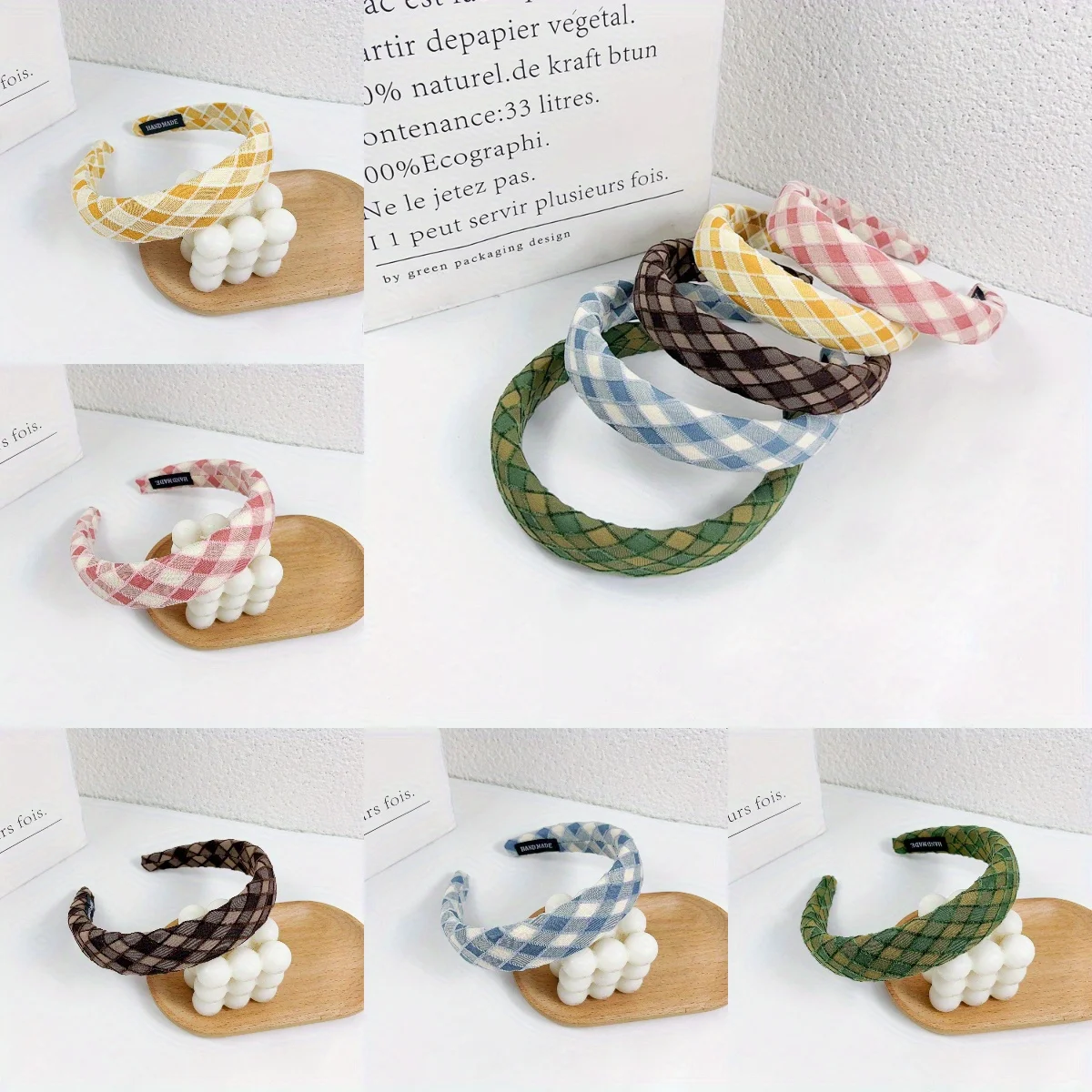 

A Plaid Sponge Rainbow Wide Hairband, College-style Sports Hairband, Casual Hair Accessories for Women.